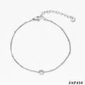 Silberne Perlen-Fußkette aus Edelstahl mit glitzerndem Zirkonia und praktischer Verlängerungskette - Silber (JAP450)