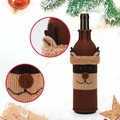 Close-up of knit reindeer wine bottle cover featuring 3D antlers and plush textures - Elk Style