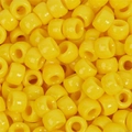 Bright yellow pony beads with large holes, plastic round barrel beads for DIY jewelry crafts - Bright Yellow