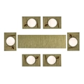 Olive green woven PVC placemat set with table runner for a modern six-person dining table - Green Bamboo Texture