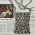 Handmade silver beaded crossbody phone bag with hollow geometric lattice and chain strap - 13*18*2 / Silver