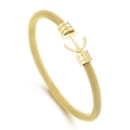 Pulsera de cable de acero inoxidable dorado con un cierre de ancla náutica único - Dorado