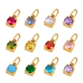 Set of 12 colorful cubic zirconia round pendants in gold plated stainless steel claws - Set of 12