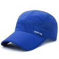 Quick-dry blue baseball cap for outdoor sports featuring laser-cut ventilation holes - Adjustable / Sapphire Blue