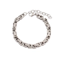 Detail of silver stainless steel Byzantine chain bracelet with lobster clasp and extender - 5mm Steel Color Byzantine Bracelet (CK1169)
