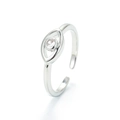 Anillo ajustable plateado Ojo Turco con piedra de circón, estilo minimalista - Abierto Ajustable / Plateado