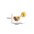 Golden heart stud earring with purple zircon and dimensions of 0.5cm by 0.42cm - 1# Purple Heart (Gold)