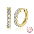 Elegant gold-plated S925 sterling silver hoop earrings featuring sparkling zircon stones - Gold Zirconia Hoop SE82-14K / Gold