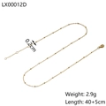 Detailed specs of golden bead chain showing 40+5cm length and 2.9g weight details - LX00012D (Fine Bead Chain)