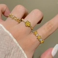 Golden sunflower ring with yellow and white zircons in a delicate floral design - Sunflower Floral Ring (9830) / KC Gold