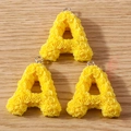 Yellow resin letter A pendants with rose flower carving for DIY jewelry making - Letter A / Yellow