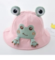 Pink cotton baby sun hat with cute 3D frog design and 'Good' embroidery detail - 8 Months-3 Years (46-50cm) / 05 Pink (Frog Style)