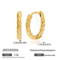 Golden textured stainless steel hoop earrings, waterproof and hypoallergenic style - 14K Gold Hammered Medium Style (JDE0305054)
