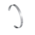 Polished silver stainless steel C-shaped cuff bangle in a minimalist open design - 8mm / Silver
