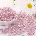 Macro shot of 8mm pink AB acrylic beads with glitter for DIY handmade bracelets - 8mm (100pcs/Pack) / Water Pink