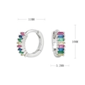 Détails des boucles d'oreilles en argent S925 avec zircons colorés et dimensions précises - Argent 925 / Argent/Multicolore