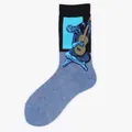 Chaussettes artistiques avec imprimé peinture Picasso Le Vieux Guitariste gris bleu - Taille unique / Motif 22/Le Vieux Guitariste