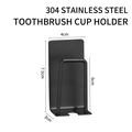 Matte black 304 stainless steel wall-mounted toothbrush holder with 7.5cm backplate - Toothbrush Cup Holder [Black]
