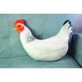 Realistic white rooster plush pillow with red comb on a sofa for home decoration - 40x30cm White Chicken