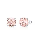 S925 sterling silver sunset pink rose cut stud earrings with faceted zircon stones - 8mm (0.315in) / Pink/Champagne
