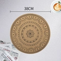 Round 38cm vintage mandala Teslin placemat with cork texture and coffee cup - Round Style 3 Black