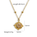 French vintage 14K gold titanium steel necklace with brown natural stone pendant - Feldspar