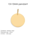 13x13mm circular blank pendant made of 14K gold plated stainless steel - 13*13 Gold