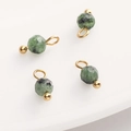 Faceted 4mm green natural stone pendants with gold metal hardware for DIY jewelry making - 4mm (5 Pcs/Pack) / Ruby Zoisite
