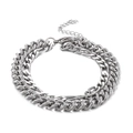 Fashionable layered silver stainless steel Cuban link bracelet for men and women - Steel Color (KB161949-Z)