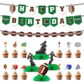 American football themed birthday party decoration set with banners and cake toppers - Football Party Birthday Decoration Set Style B