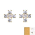 Golden cross stud earrings with moissanite stones and GRA certification report - E15248 Cross Style (With GRA Certificate)