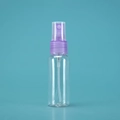 Transparent plastic travel spray bottle with purple nozzle for perfume and toner misting - 30ml / Transparent Bottle Purple Spray