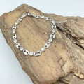 Zilveren titanium stalen armband met koffieboon-schakels en ronde glanzende strass - 5.0mm Witte Steen-18+5CM