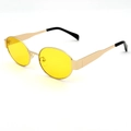 Oval retro sunglasses with yellow tinted lenses and a slim golden metal frame - Gold Frame Yellow Lenses