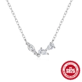 Collana minimalista in argento sterling S925 con tre cristalli scintillanti - Argento 925 / Oro Bianco