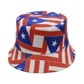 Vue détaillée du drapeau de Porto Rico imprimé sur un chapeau bob en toile cousue - M (56-58cm) / Style Drapeau Porto Rico (E)