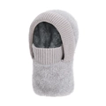 Damen 4-in-1 Winterkapuzenschal mit Kaninchenfellimitat und gestrickten Thermo-Ohrenschützern - Grau