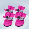 Pink reflective waterproof dog boots with non-slip soles for small to medium dogs - US 6 / 4 Pcs Pack / Pink