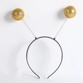 Detail of alien headband with glittery gold foam balls on silver metal springs - Gold Glitter Foam Ball Headband
