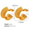 Orecchini a cerchio a C in acciaio inossidabile dorato 18K con misure dettagliate - EH380 Oro