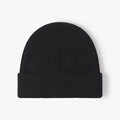 Classic black ribbed knit beanie with wide cuff for winter warmth and fashion - One Size(Adjustable) / Black