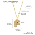 Gold stainless steel letter F necklace with zircon stones and product dimensions - Rp017-f Letter Gold Necklace 40+5cm