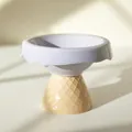 Ceramic elevated cat bowl in purple ice cream design with waffle texture base - Ice Cream Bowl Purple