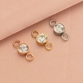 Detailed view of dual-loop birthstone connectors in rose gold, gold, and silver finishes - White (Silver Color)