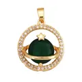 Celestial gold pendant featuring green faceted stone and shimmering star accents - Green/Star Planet
