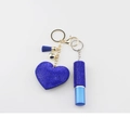 Blue heart-shaped rhinestone perfume bottle keychain with cylinder pendant and tassel - Sapphire Blue