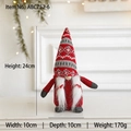 Gnome de Noël rouge et gris de 24 cm en peluche avec bonnet à flocons et longue barbe blanche - Gnome de Noël Rouge 24CM