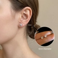 Orecchini a perno in zircone da 6mm con ago in argento 925 mostrati sull'orecchio - Coppia da 6mm