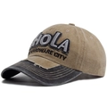 Gorra vintage caqui y gris con bordado HOLA 3D y acabado de algodón lavado - Caqui