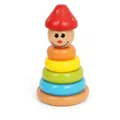 Wooden clown stacking toy with macaron rainbow rings and wobble base for toddlers - Mushroom Head Clown Tumbler